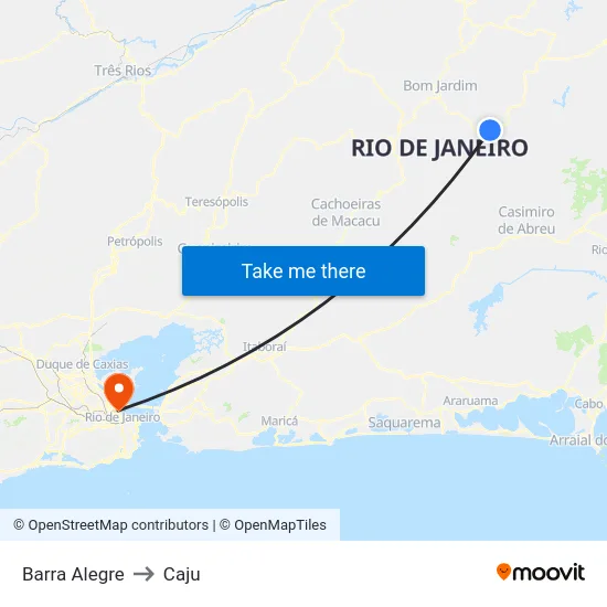 Barra Alegre to Caju map