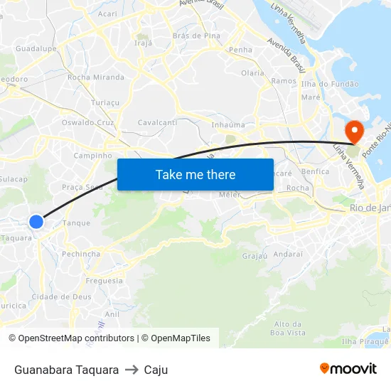 Guanabara Taquara to Caju map