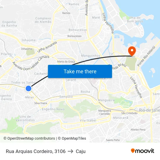 Rua Arquias Cordeiro, 3106 to Caju map