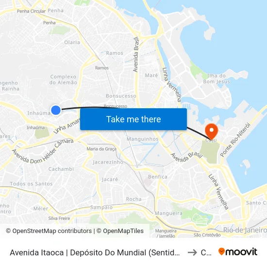 Avenida Itaoca | Depósito Do Mundial (Sentido Inhaúma) to Caju map