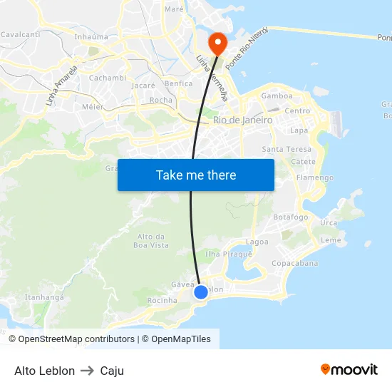 Alto Leblon to Caju map