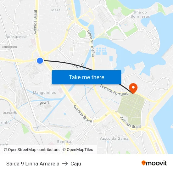 Saída 9 Linha Amarela to Caju map