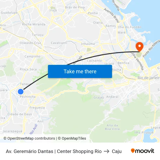 Av. Geremário Dantas | Center Shopping Rio to Caju map