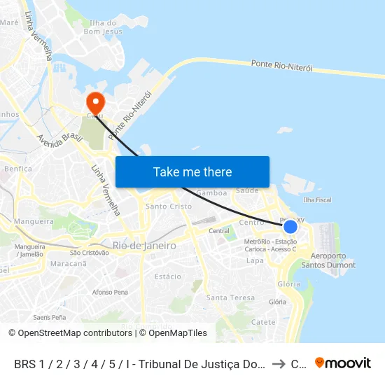 BRS 1 / 2 / 3 / 4 / 5 / I - Tribunal De Justiça Do Rio De Janeiro to Caju map
