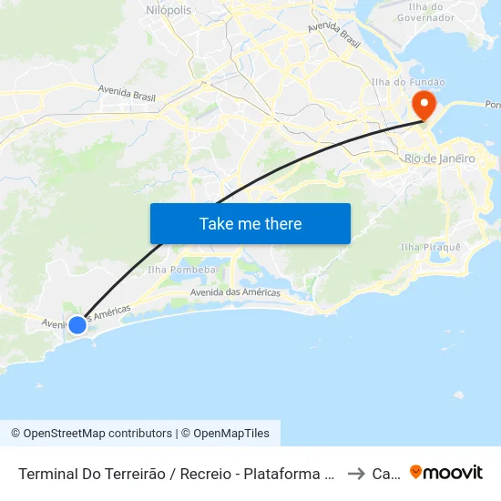 Terminal Do Terreirão / Recreio - Plataforma A5 to Caju map
