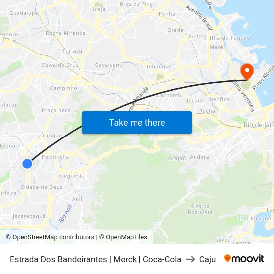 Estrada Dos Bandeirantes | Merck | Coca-Cola to Caju map