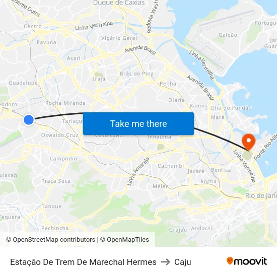 Estação De Trem De Marechal Hermes to Caju map