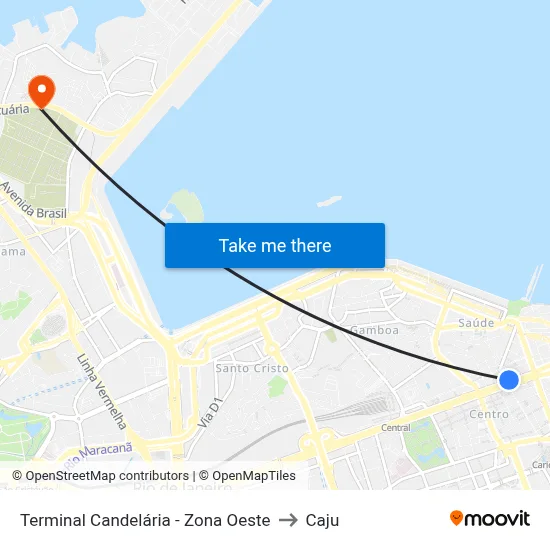 Terminal Candelária - Zona Oeste to Caju map