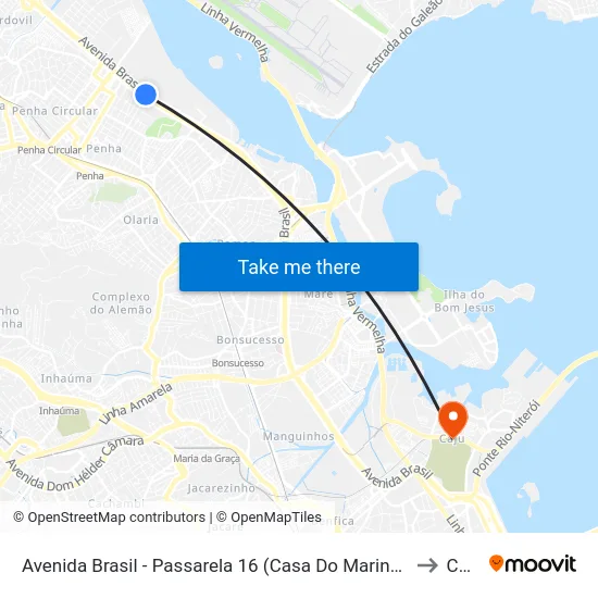 Avenida Brasil - Passarela 16 (Casa Do Marinheiro) to Caju map