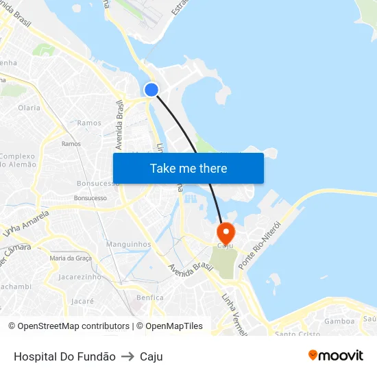 Hospital Do Fundão to Caju map