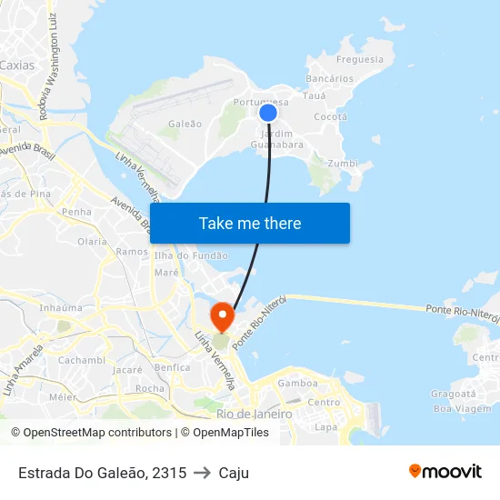 Estrada Do Galeão, 2315 to Caju map