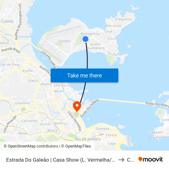 Estrada Do Galeão | Casa Show (L. Vermelha/Av. Brasil) to Caju map