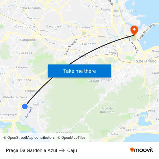 Praça Da Gardênia Azul to Caju map