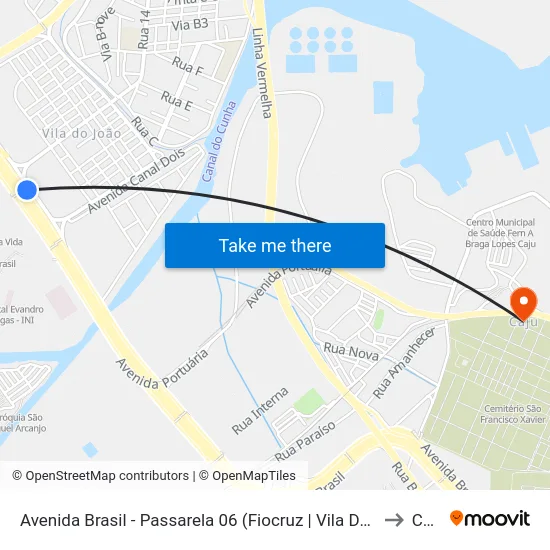 Avenida Brasil - Passarela 06 (Fiocruz | Vila Do João) to Caju map