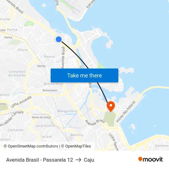 Avenida Brasil - Passarela 12 to Caju map