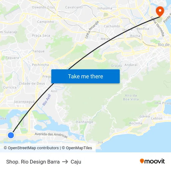 Shop. Rio Design Barra to Caju map