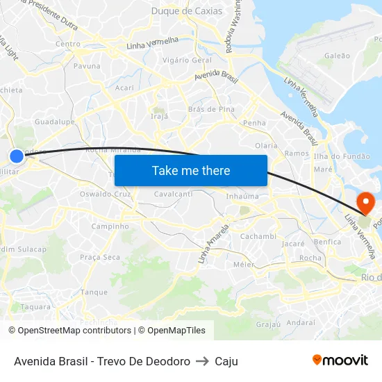 Avenida Brasil - Trevo De Deodoro to Caju map