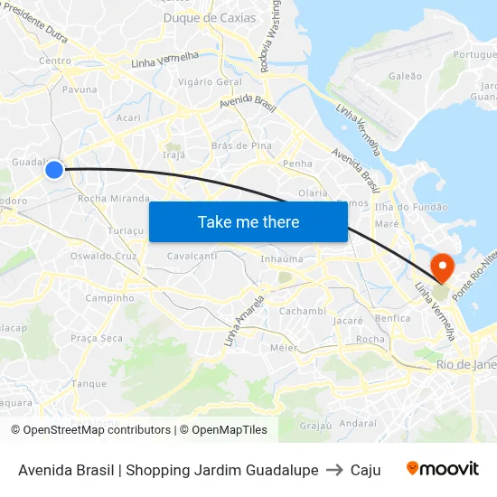 Avenida Brasil | Shopping Jardim Guadalupe to Caju map