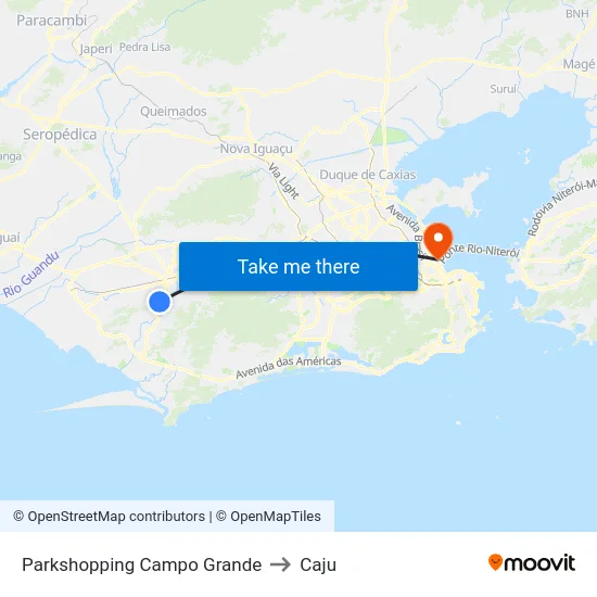 Parkshopping Campo Grande to Caju map