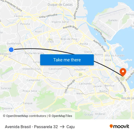 Avenida Brasil - Passarela 32 to Caju map