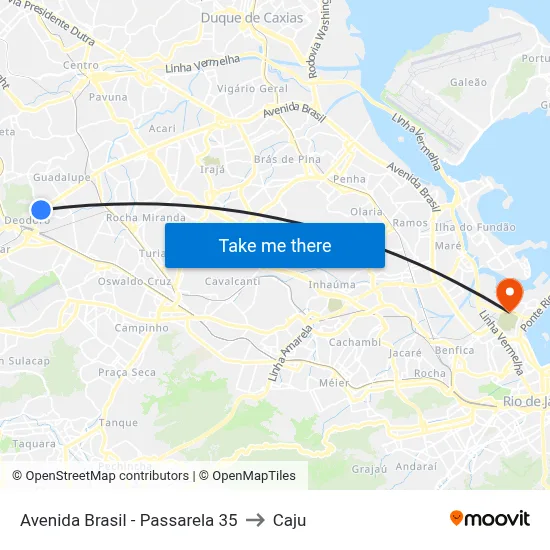Avenida Brasil - Passarela 35 to Caju map