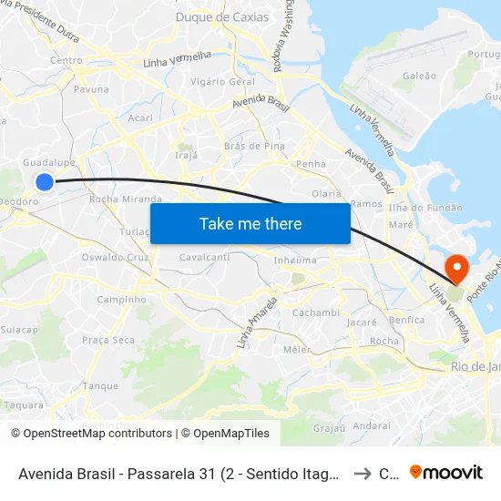 Avenida Brasil - Passarela 31 (2 - Sentido Itaguaí / Seropédica) to Caju map