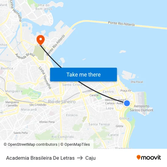 Academia Brasileira De Letras to Caju map