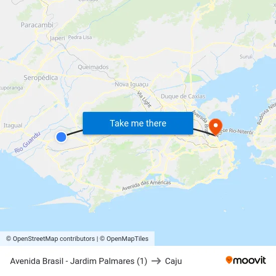 Avenida Brasil - Jardim Palmares (1) to Caju map