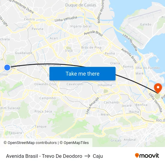 Avenida Brasil - Trevo De Deodoro to Caju map