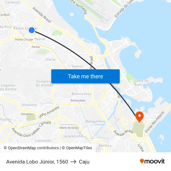 Avenida Lobo Júnior, 1560 to Caju map