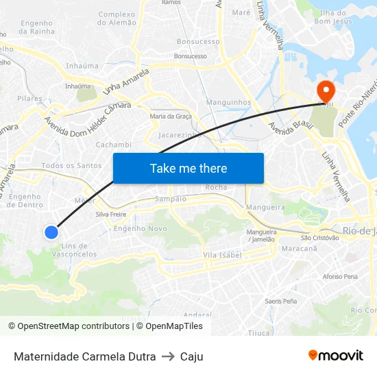 Maternidade Carmela Dutra to Caju map