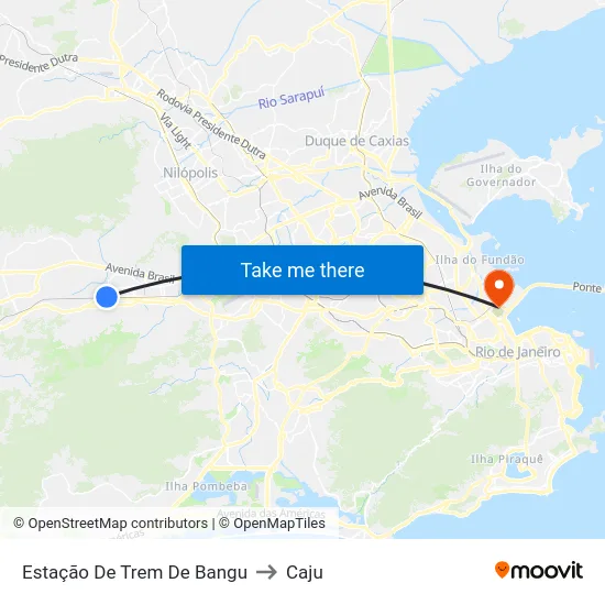 Estação De Trem De Bangu to Caju map