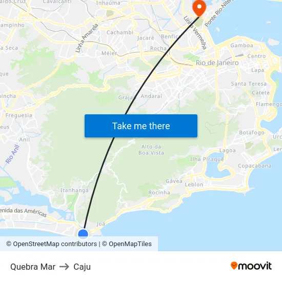 Quebra Mar to Caju map