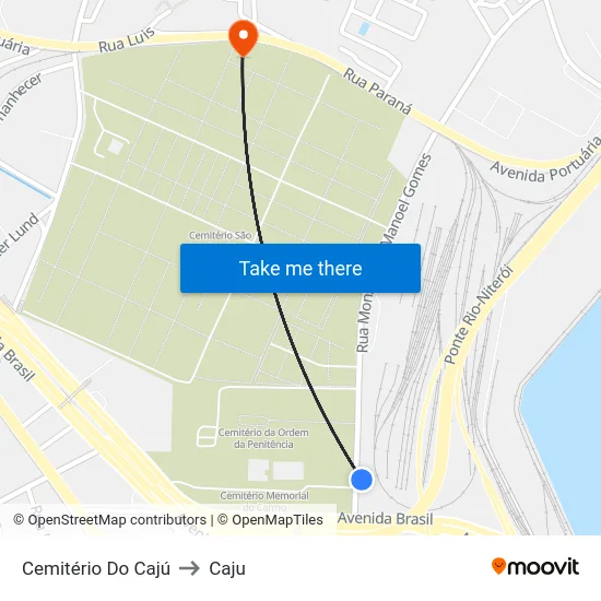 Cemitério Do Cajú to Caju map