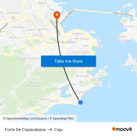 Forte De Copacabana to Caju map