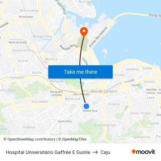 Hospital Universitário Gaffrée E Guinle to Caju map