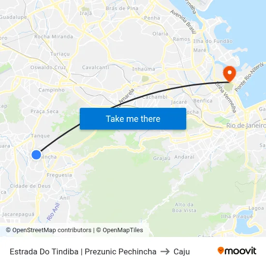Estrada Do Tindiba | Prezunic Pechincha to Caju map