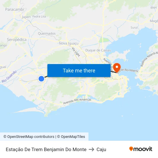 Estação De Trem Benjamin Do Monte to Caju map