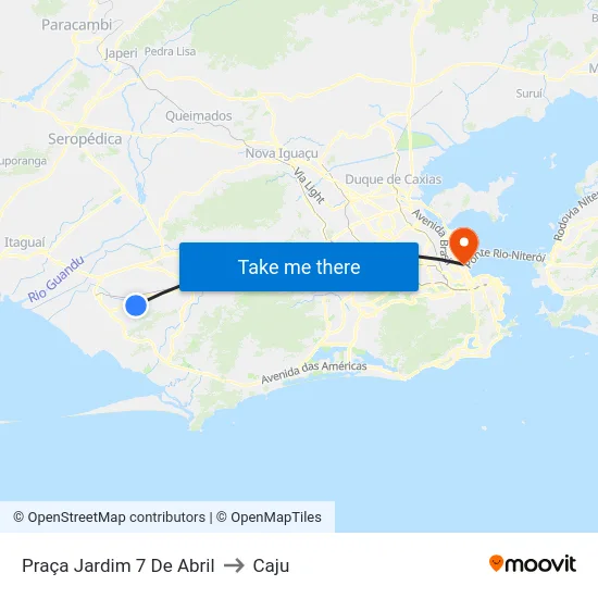 Praça Jardim 7 De Abril to Caju map