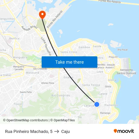 Rua Pinheiro Machado, 5 to Caju map