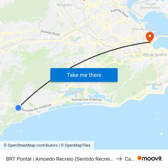 BRT Pontal | Amoedo Recreio (Sentido Recreio) to Caju map