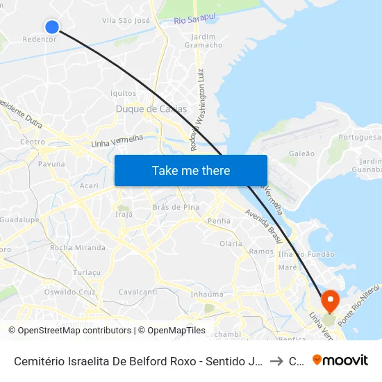 Cemitério Israelita De Belford Roxo - Sentido Jardim Redentor to Caju map