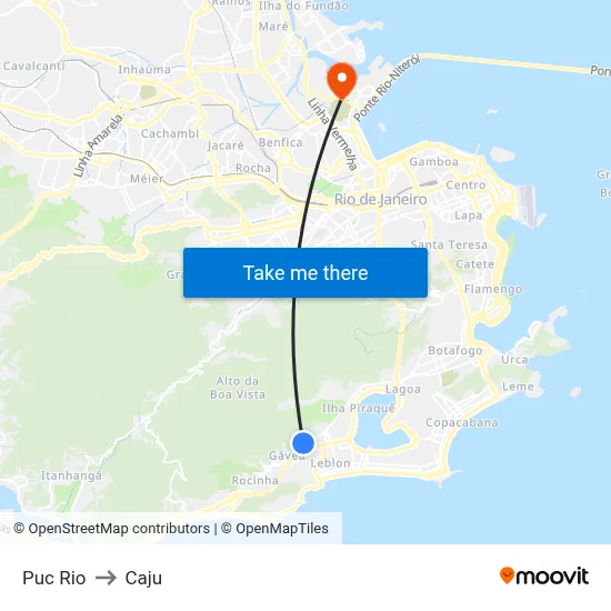 Puc Rio to Caju map