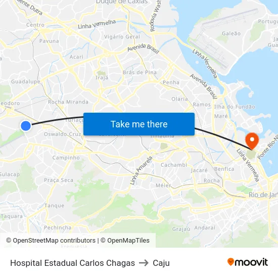 Hospital Estadual Carlos Chagas to Caju map