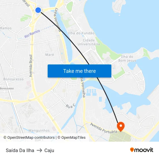Saída Da Ilha to Caju map