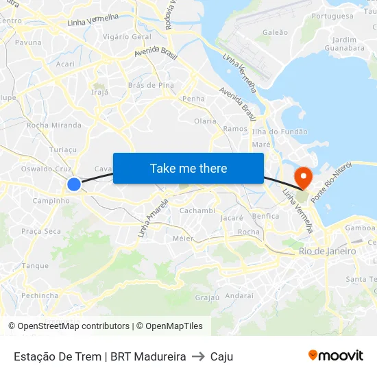 Estação De Trem | BRT Madureira to Caju map