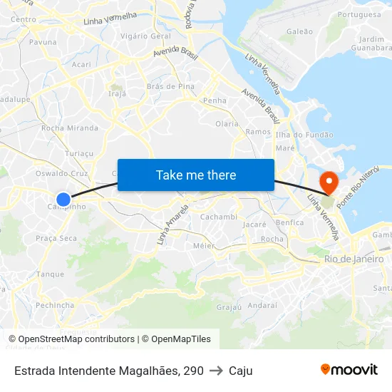 Estrada Intendente Magalhães, 290 to Caju map