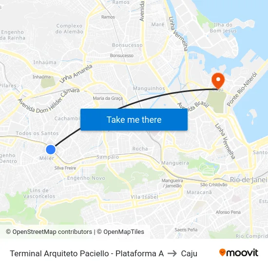 Terminal Arquiteto Paciello - Plataforma A to Caju map