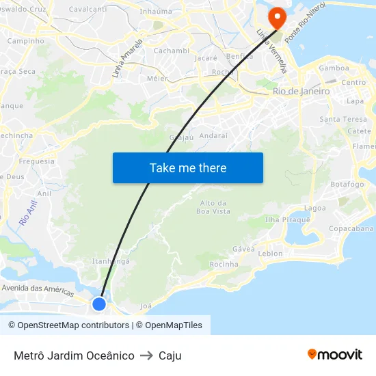 Metrô Jardim Oceânico to Caju map
