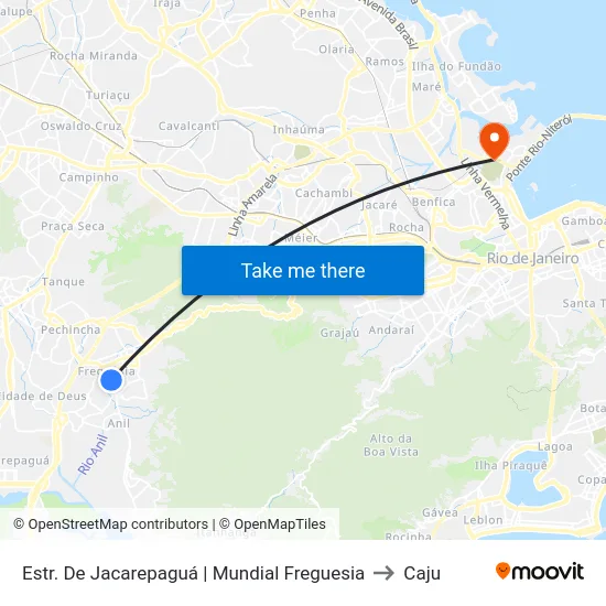 Estr. De Jacarepaguá | Mundial Freguesia to Caju map